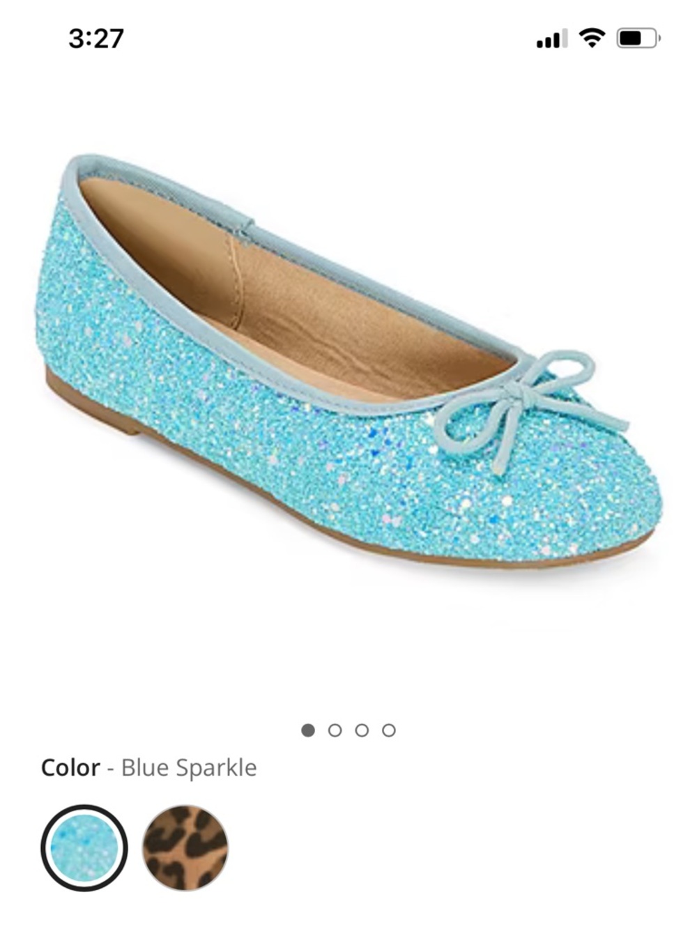 Thereabouts Girls Light Blue Sparkle Ballet Flats with Bow 11M